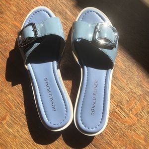 Donald Pliner Cadet blue leather slides